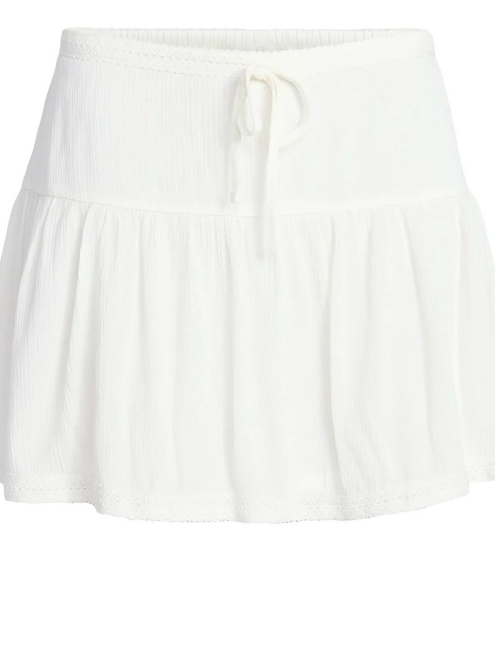 Women's Winter White Tiered Drawstring Skirt